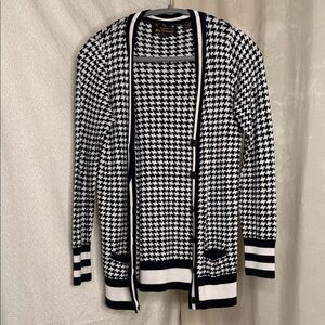 Ben Sherman Black and White Houndstooth Cardigan